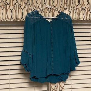 Teal Mid-Sleeve Blouse